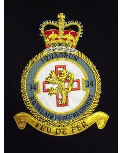 Medium Embroidered Badge - 34 Squadron RAF Regt